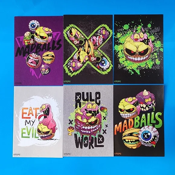 Set of 12 Mad Balls Vending Machine Stickers, Complete Set - Picture 6 of 6